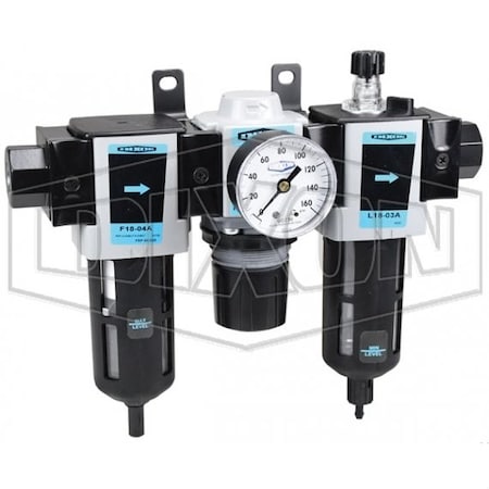 Dixon Wilkerson by Compact Combination Unit with Guard, 1/2 in NPT/BSPP-G Port, 160 SCFM Flow Rate, Polyca C18-04A